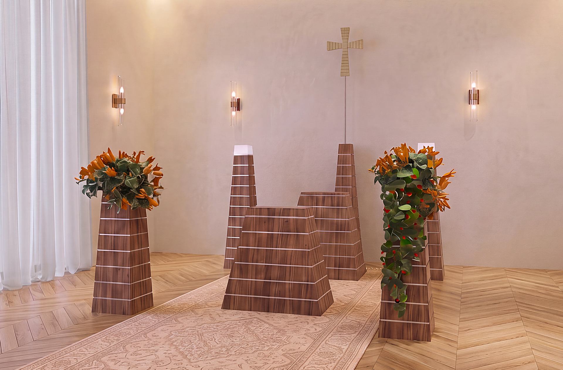 Set 25 - Allestimento completo per camera ardente, casa funeraria, arredo funebre completo Set 25 - Allestimento completo per camera ardente, casa funeraria, arredo funebre completo